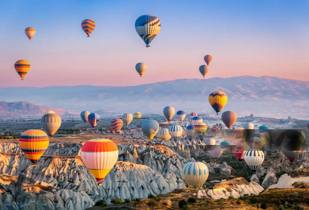 hot air balloons, in Cappadocia